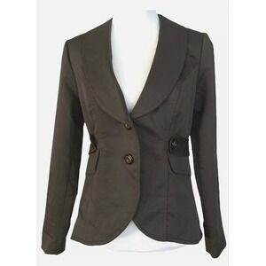 CABI‎ #769 Jacket Work It Blazer Charcoal Gray Peplum  4 Grunge Military